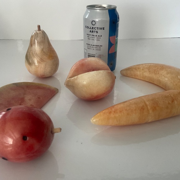 6 PIECES OF VINTAGE ALABASTER ONYX MARBLE FRUIT MCM - Picture 9 of 9